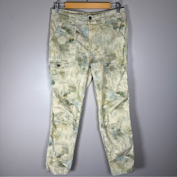 Anthropologie The Wanderer Cargo Pants Womens Size 29 Green Linen Blend - Picture 2 of 11